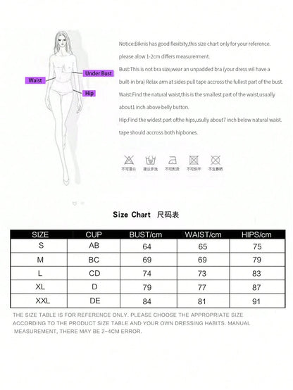 Bohemian Style Women's High Waist Bikini Set, Spaghetti Strap Wrap Design, Stretchy Fabric Elegant Vacation Beach Summer