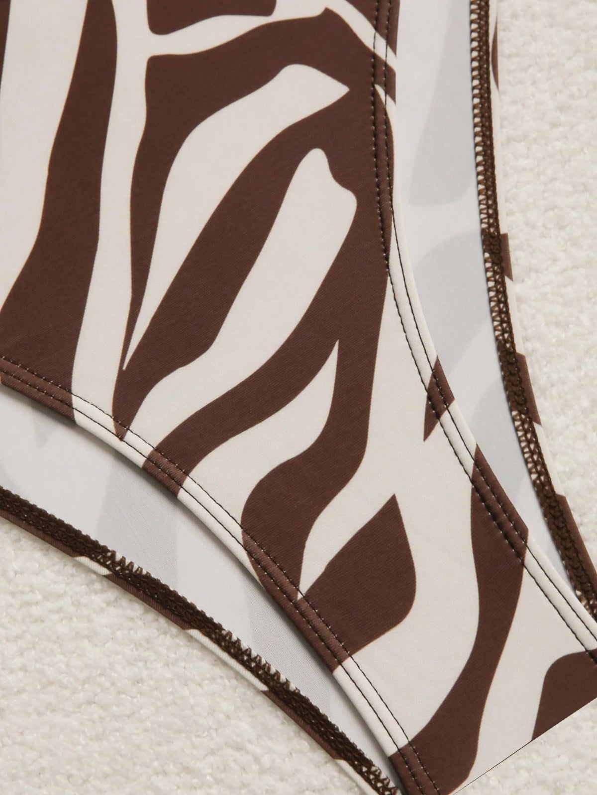 Bonvoyette 2026 Summer Brown Striped 4-Piece Bikini Set,Beach Party Holiday Swimsuit