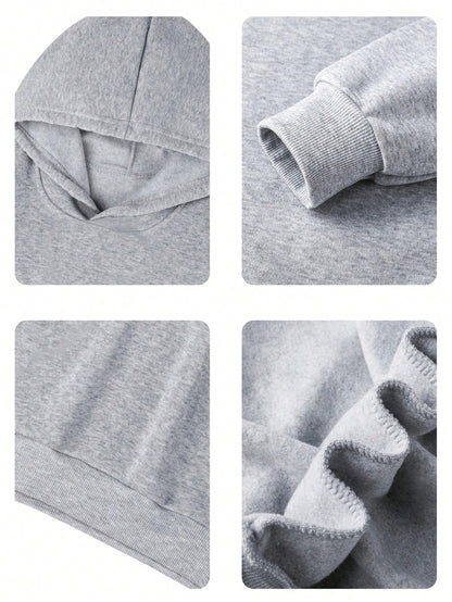 Boys' Casual Loose Fit Thick Knit Hooded Sweatshirt