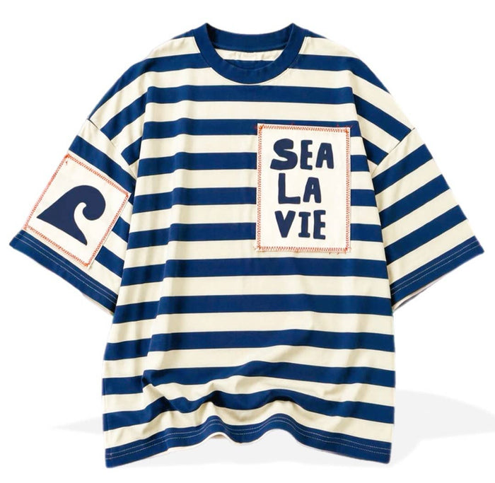 Cabana Club California - Sea La Vie Oversized Patch Stripe Tee