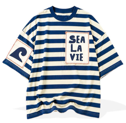 Cabana Club California - Sea La Vie Oversized Patch Stripe Tee