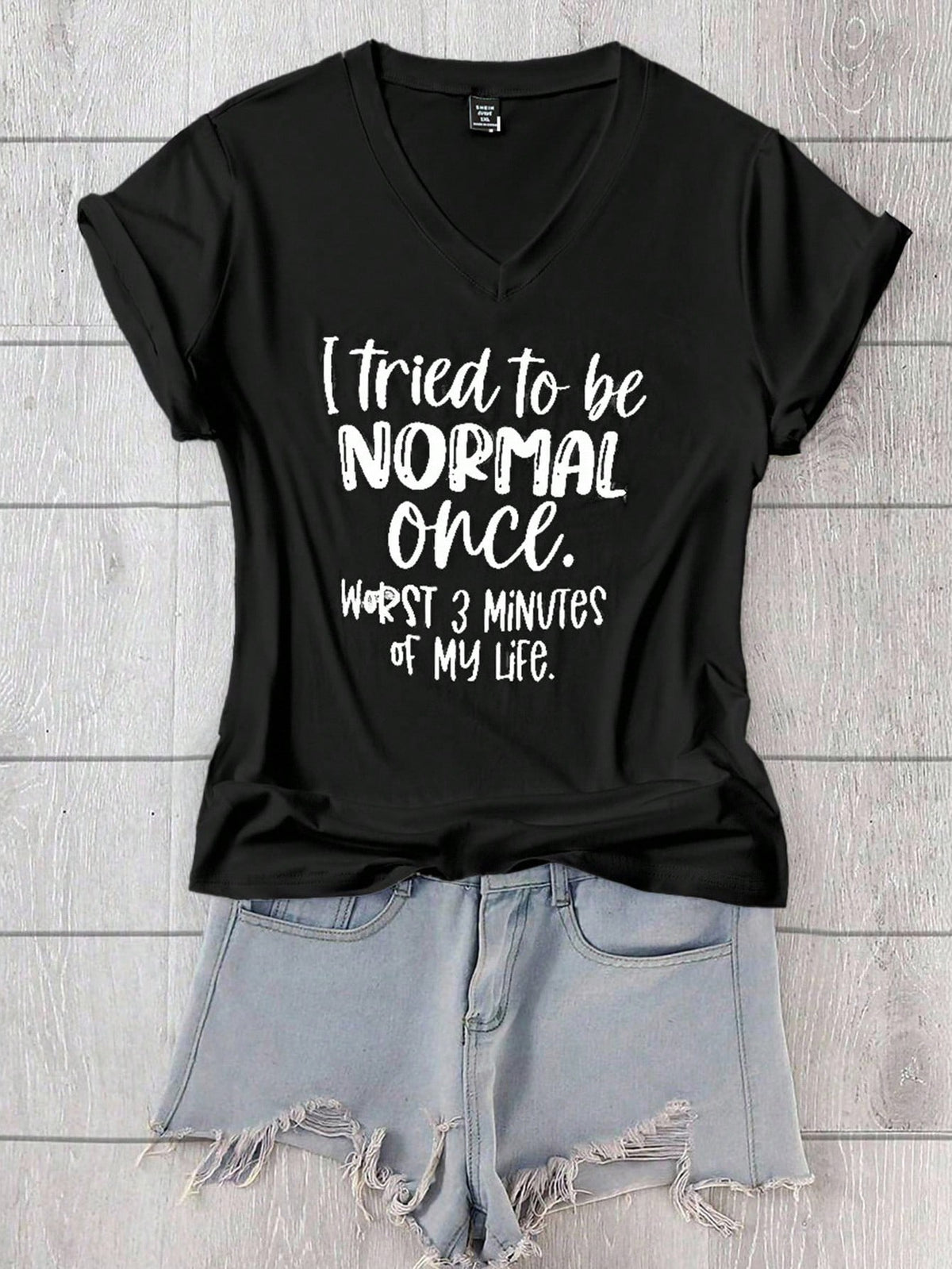 Calvaya Plus Size V-Neck Short Sleeve Letter Print Casual T-Shirt Women Graphic Tee Top For Summer