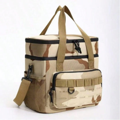 Camouflage Outdoor Large-Capacity Double-Layer Storage Box, Portable Leak-Proof Camping Lunch Bag