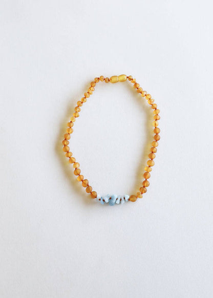 CanyonLeaf - Raw Honey Baltic Amber + Aquamarine || Necklace