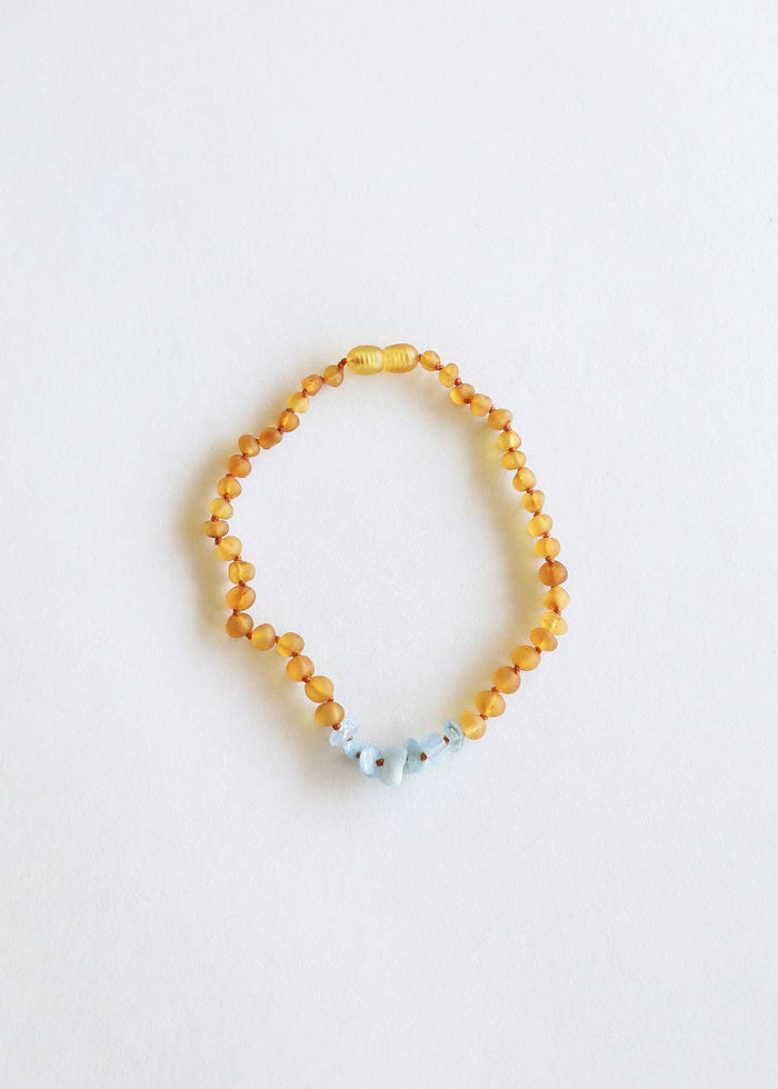CanyonLeaf - Raw Honey Baltic Amber + Aquamarine || Necklace