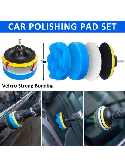 Car Detailing Brush Set, Car Detailing Kit, Auto Detailing Drill Brush Set, Car Detailing Brushes, Car Wash Cleaning Tools Kit For Interior, Exterior, Wheels, Blue