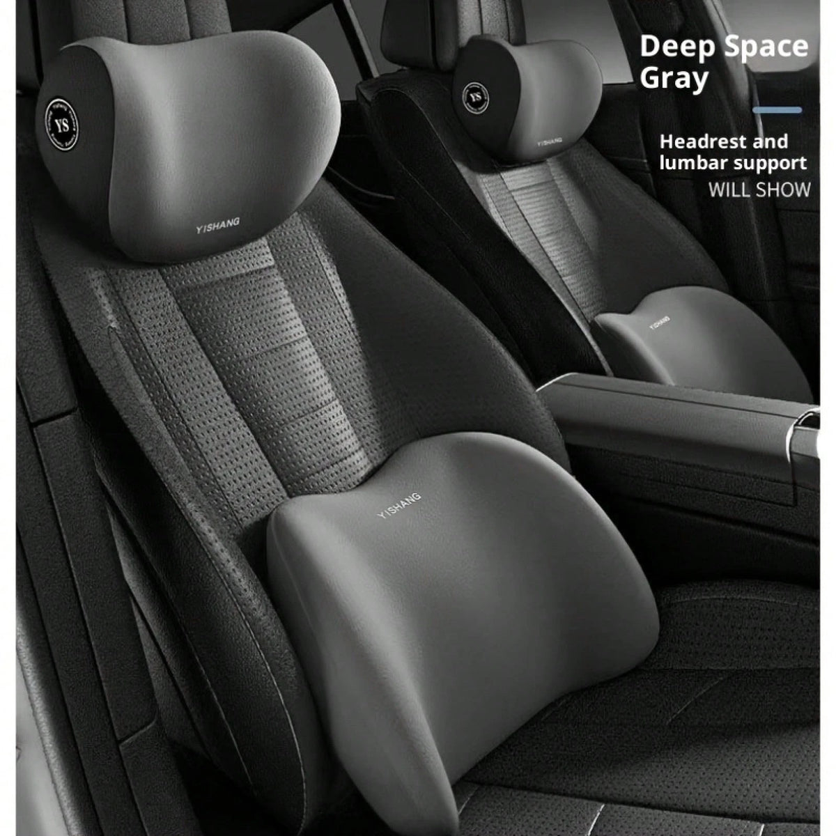 Car Headrest And Lumbar Support Set| Comfort Upgrade| Ergonomic Fit Design| High-Density Foam Padding| Comfortable Long-Distance Driving| Includes 1 Headrest + 1 Lumbar Support