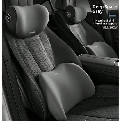 Car Headrest And Lumbar Support Set| Comfort Upgrade| Ergonomic Fit Design| High-Density Foam Padding| Comfortable Long-Distance Driving| Includes 1 Headrest + 1 Lumbar Support