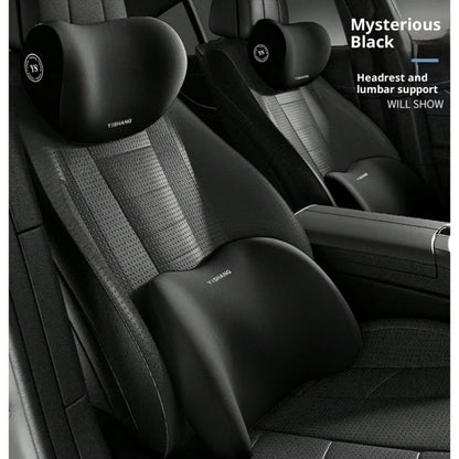 Car Headrest And Lumbar Support Set| Comfort Upgrade| Ergonomic Fit Design| High-Density Foam Padding| Comfortable Long-Distance Driving| Includes 1 Headrest + 1 Lumbar Support