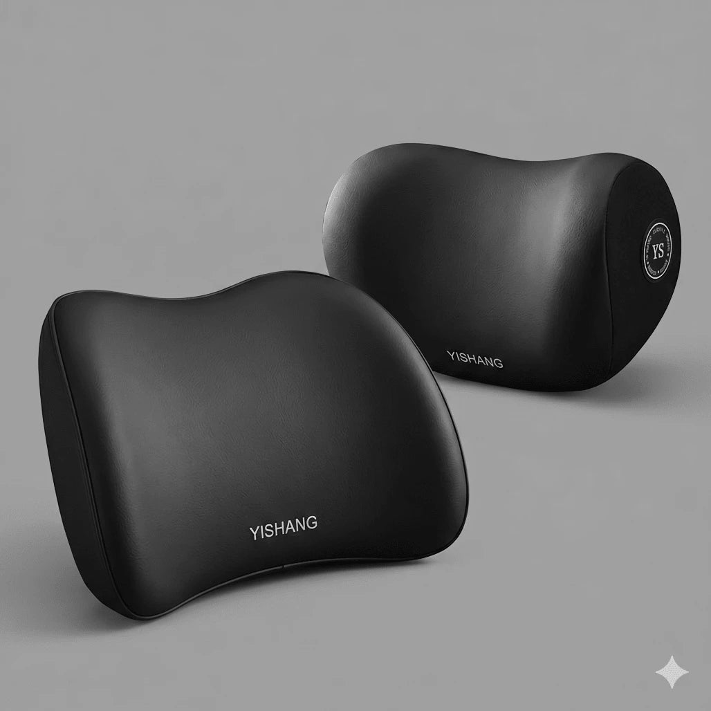 Car Headrest And Lumbar Support Set| Comfort Upgrade| Ergonomic Fit Design| High-Density Foam Padding| Comfortable Long-Distance Driving| Includes 1 Headrest + 1 Lumbar Support