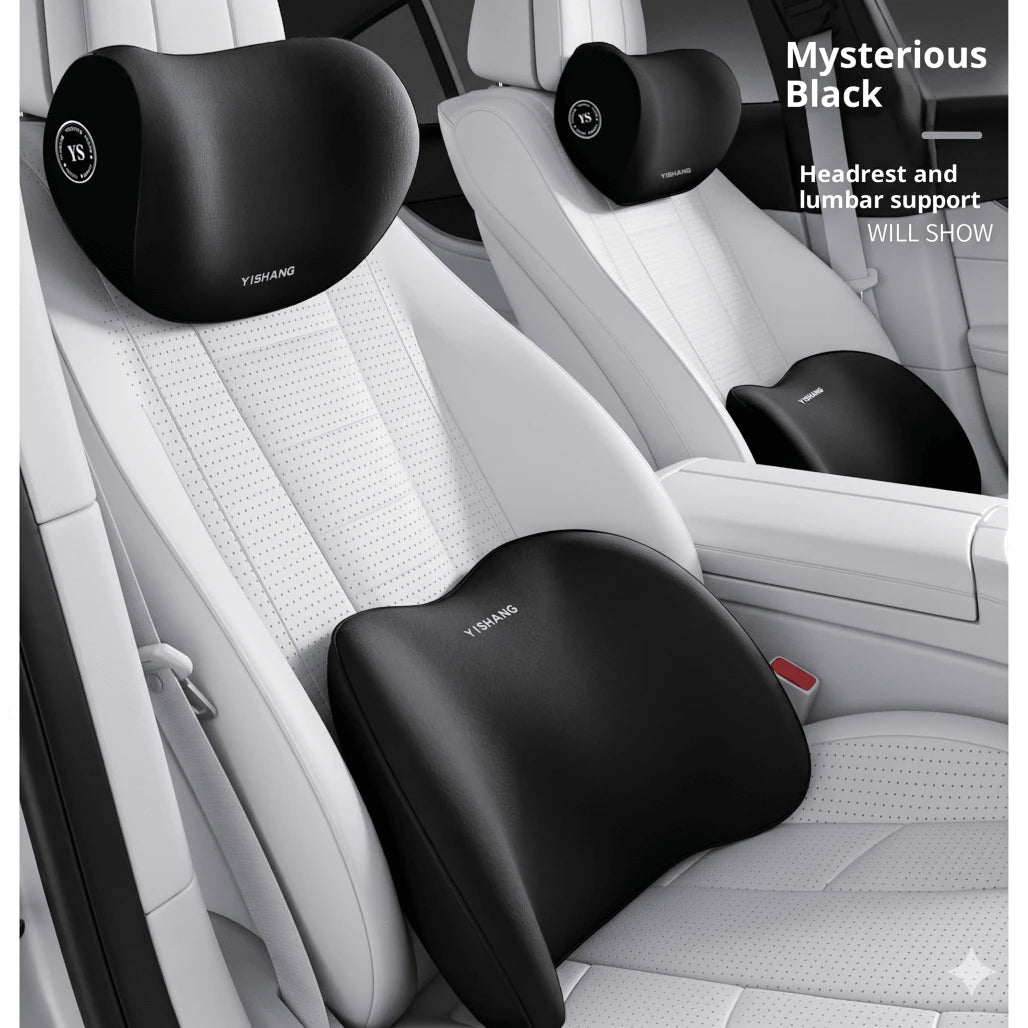 Car Headrest And Lumbar Support Set| Comfort Upgrade| Ergonomic Fit Design| High-Density Foam Padding| Comfortable Long-Distance Driving| Includes 1 Headrest + 1 Lumbar Support
