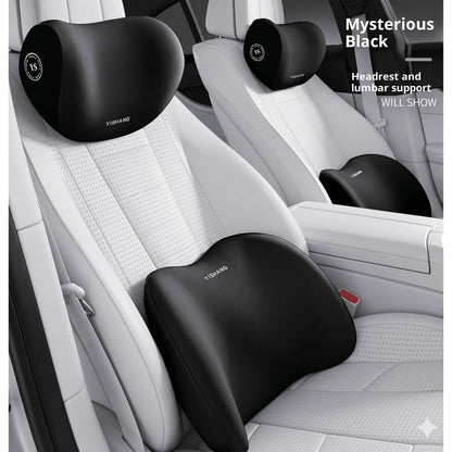 Car Headrest And Lumbar Support Set| Comfort Upgrade| Ergonomic Fit Design| High-Density Foam Padding| Comfortable Long-Distance Driving| Includes 1 Headrest + 1 Lumbar Support