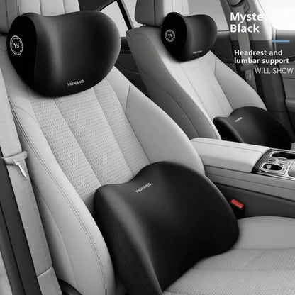 Car Headrest And Lumbar Support Set| Comfort Upgrade| Ergonomic Fit Design| High-Density Foam Padding| Comfortable Long-Distance Driving| Includes 1 Headrest + 1 Lumbar Support