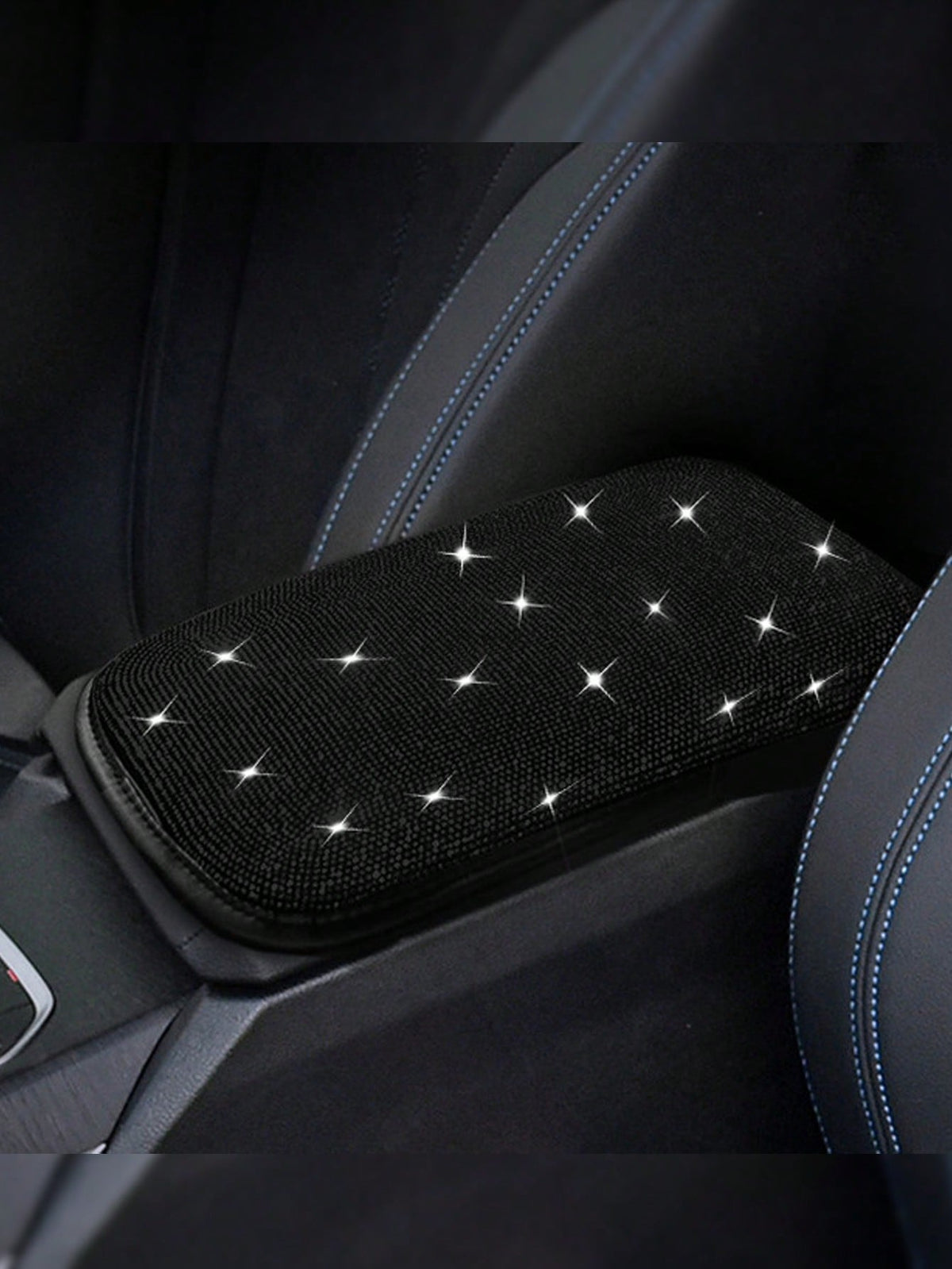 Car Interior Decor Creative Rhinestone Armrest Box Pad Full Rhinestone Armrest Protector Cover Hot-Stamping Rhinestone Universal Armrest Pad