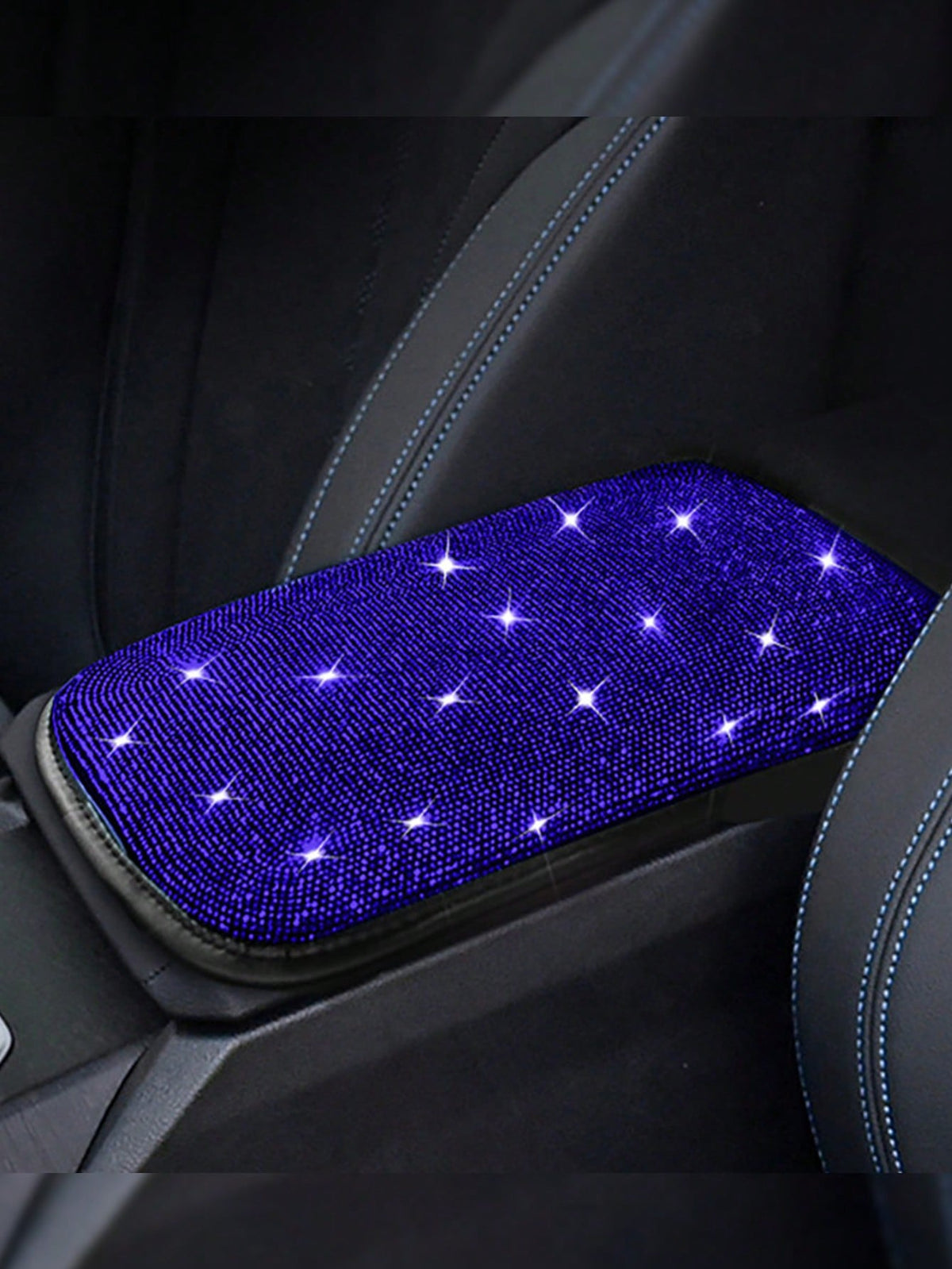 Car Interior Decor Creative Rhinestone Armrest Box Pad Full Rhinestone Armrest Protector Cover Hot-Stamping Rhinestone Universal Armrest Pad