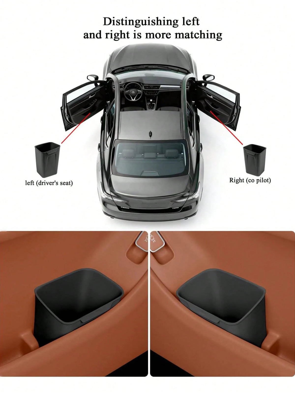 Car Interior Storage Box, Black Silicone Car Door Side Organizer With Umbrella Holder And Trash Can, Car Accessories (Black)
