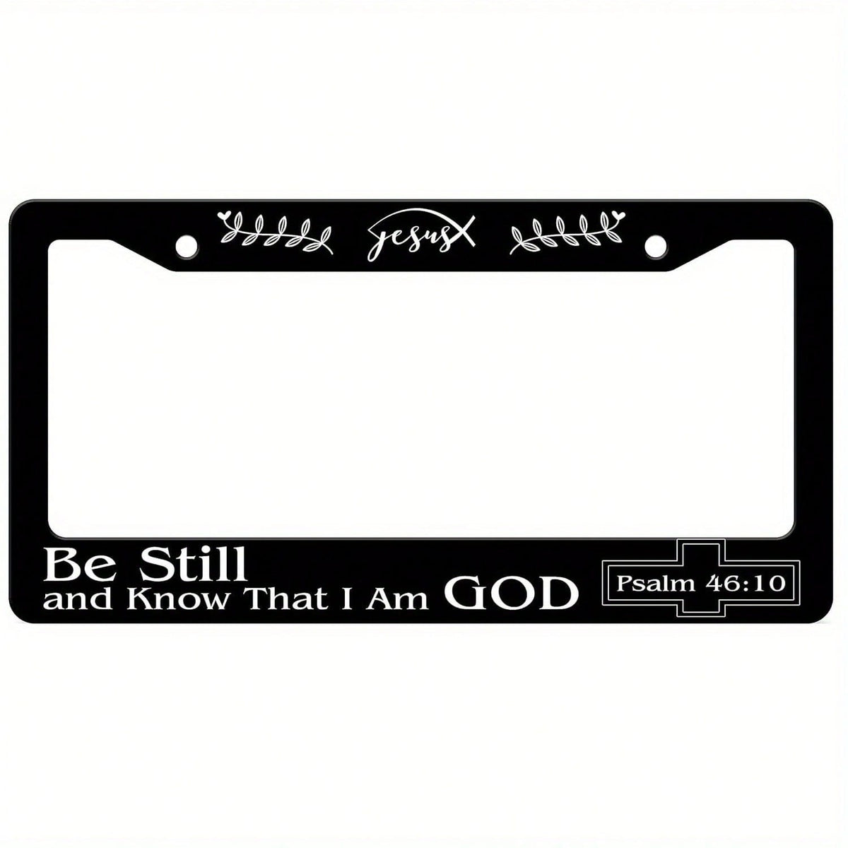 Car K, Stainless Steel "Know That I Am God Quietly" License Plate Frame- Psalm 46:10 Inspirational Design, Suitable For Standard US And Canadian License Plates, 6.3x 12.2inch, With 2 Holes, Religiou