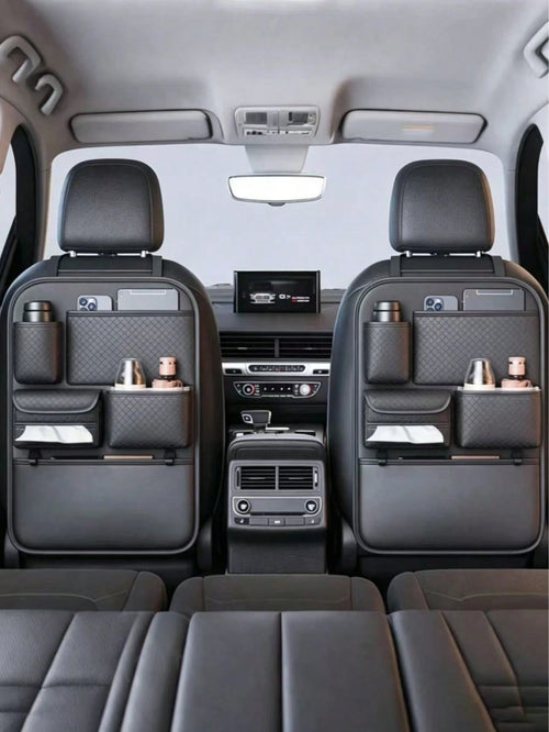 Car Seat Back Storage Bag Set, Car Seat Organizer, Multi-Functional Tissue Box, Rear Seat Storage Box- Thickened Compartment Design, Anti-Kick And Easy To Clean; Suitable For Road Trips And Daily Com