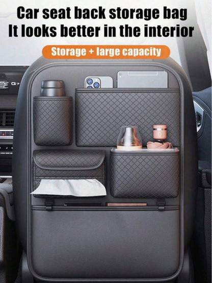 Car Seat Back Storage Bag Set, Car Seat Organizer, Multi-Functional Tissue Box, Rear Seat Storage Box- Thickened Compartment Design, Anti-Kick And Easy To Clean; Suitable For Road Trips And Daily Com
