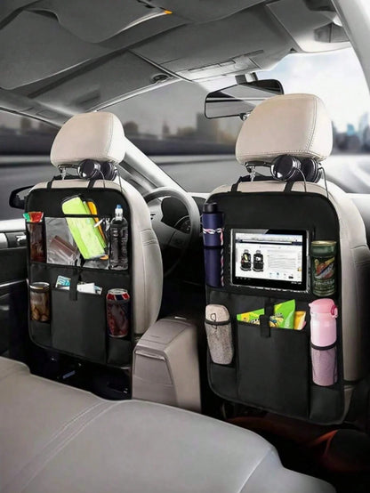 Car Seat Back Storage Bag Set, Car Seat Organizer, Multi-Functional Tissue Box, Rear Seat Storage Box- Thickened Compartment Design, Anti-Kick And Easy To Clean; Suitable For Road Trips And Daily Com
