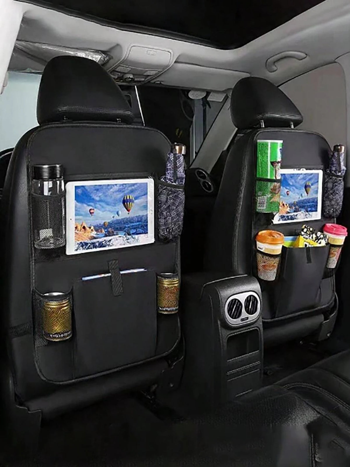Car Seat Back Storage Bag Set, Car Seat Organizer, Multi-Functional Tissue Box, Rear Seat Storage Box- Thickened Compartment Design, Anti-Kick And Easy To Clean; Suitable For Road Trips And Daily Com