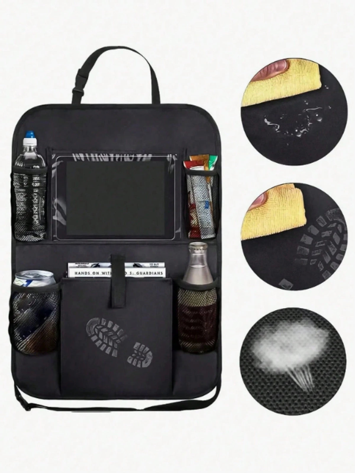 Car Seat Back Storage Bag Set, Car Seat Organizer, Multi-Functional Tissue Box, Rear Seat Storage Box- Thickened Compartment Design, Anti-Kick And Easy To Clean; Suitable For Road Trips And Daily Com
