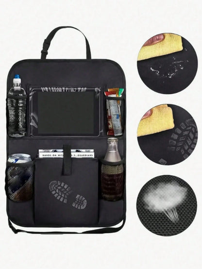 Car Seat Back Storage Bag Set, Car Seat Organizer, Multi-Functional Tissue Box, Rear Seat Storage Box- Thickened Compartment Design, Anti-Kick And Easy To Clean; Suitable For Road Trips And Daily Com