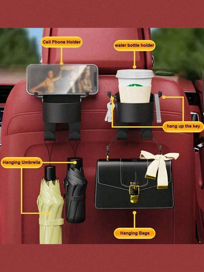 Car Seat Cup Holder, Car Seat Backrest Multi-Functional Hook Rear Seat Creative Water Cup Holder, Car Phone Holder, Rear Seat Creative Cup Holder, Hook, Car Accessories, Car Holder Hook, Car Rear Seat