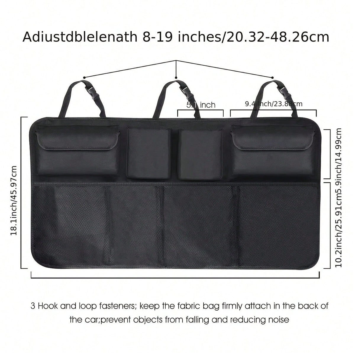 Car Trunk Organizer, Large Capacity Adjustable Rear Storage Bag, Oxford Material Multi-Purpose Seat Backrest Organizer, Suitable For All Car Models!Car Organizer