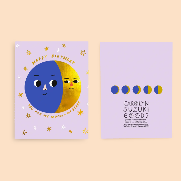 Carolyn Suzuki Birthday Card - Moon Phases