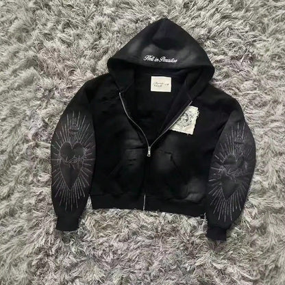 Casual And Comfortable Printed Sweater Short Hoodie Versatile Zipper Cardigan Jacket