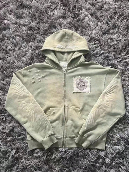 Casual And Comfortable Printed Sweater Short Hoodie Versatile Zipper Cardigan Jacket