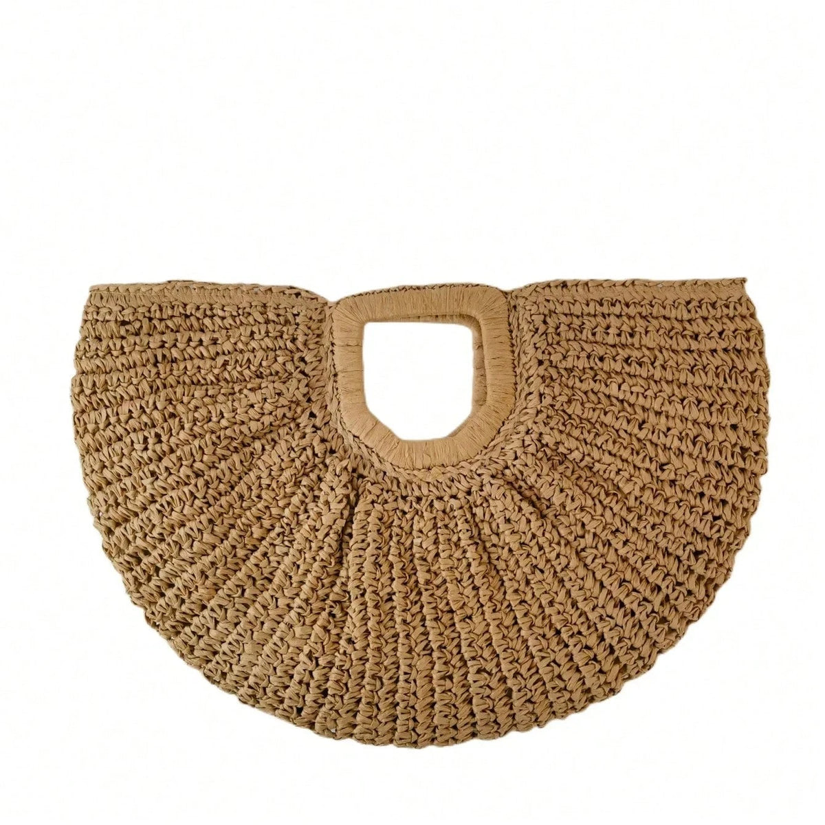 Casual Rattan Wicker Tote Bag Large Capacity Woven Designer Beach Bag Women's Straw Summer Half-Moon Beach Handbag Shopper Tote