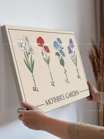 Catygift Custom Family Flower Wall Art Personalized Name Home Decoration For Anniversary Birthday Wedding Housewarming Gift Office Garden Decor, Fall Decor