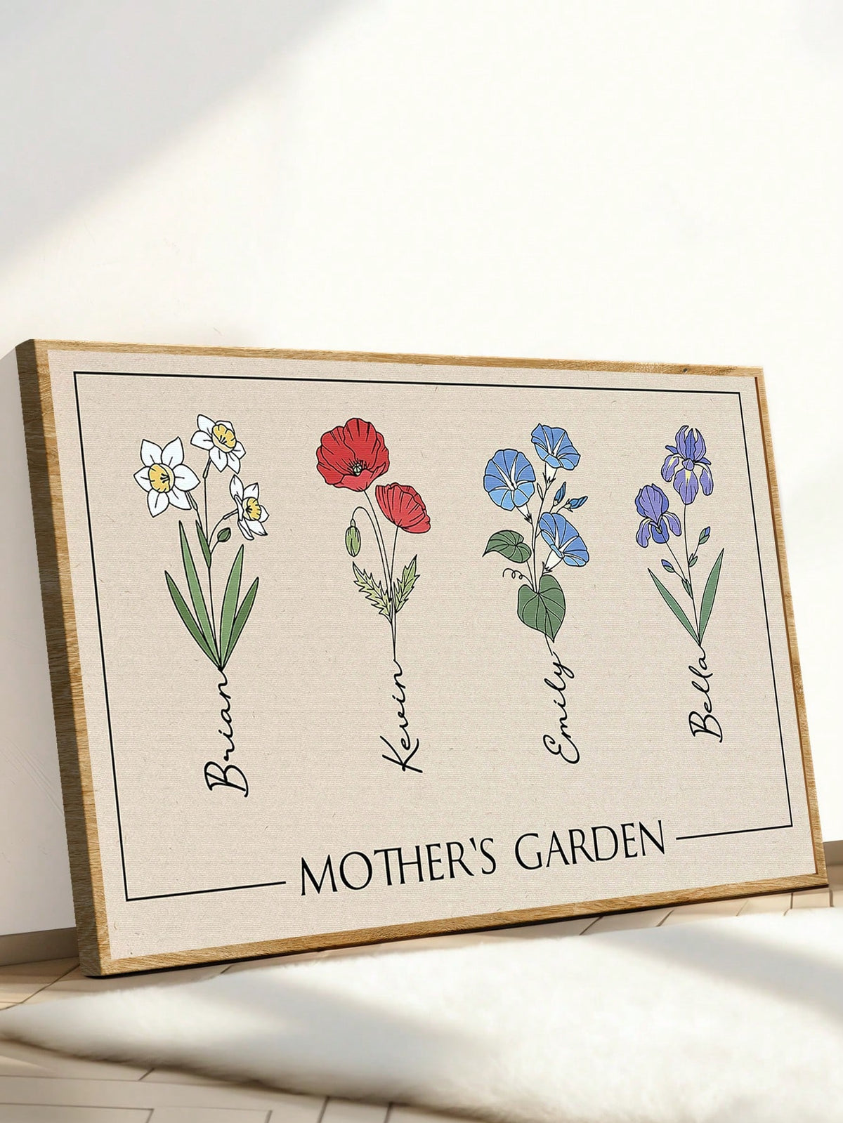 Catygift Custom Family Flower Wall Art Personalized Name Home Decoration For Anniversary Birthday Wedding Housewarming Gift Office Garden Decor, Fall Decor