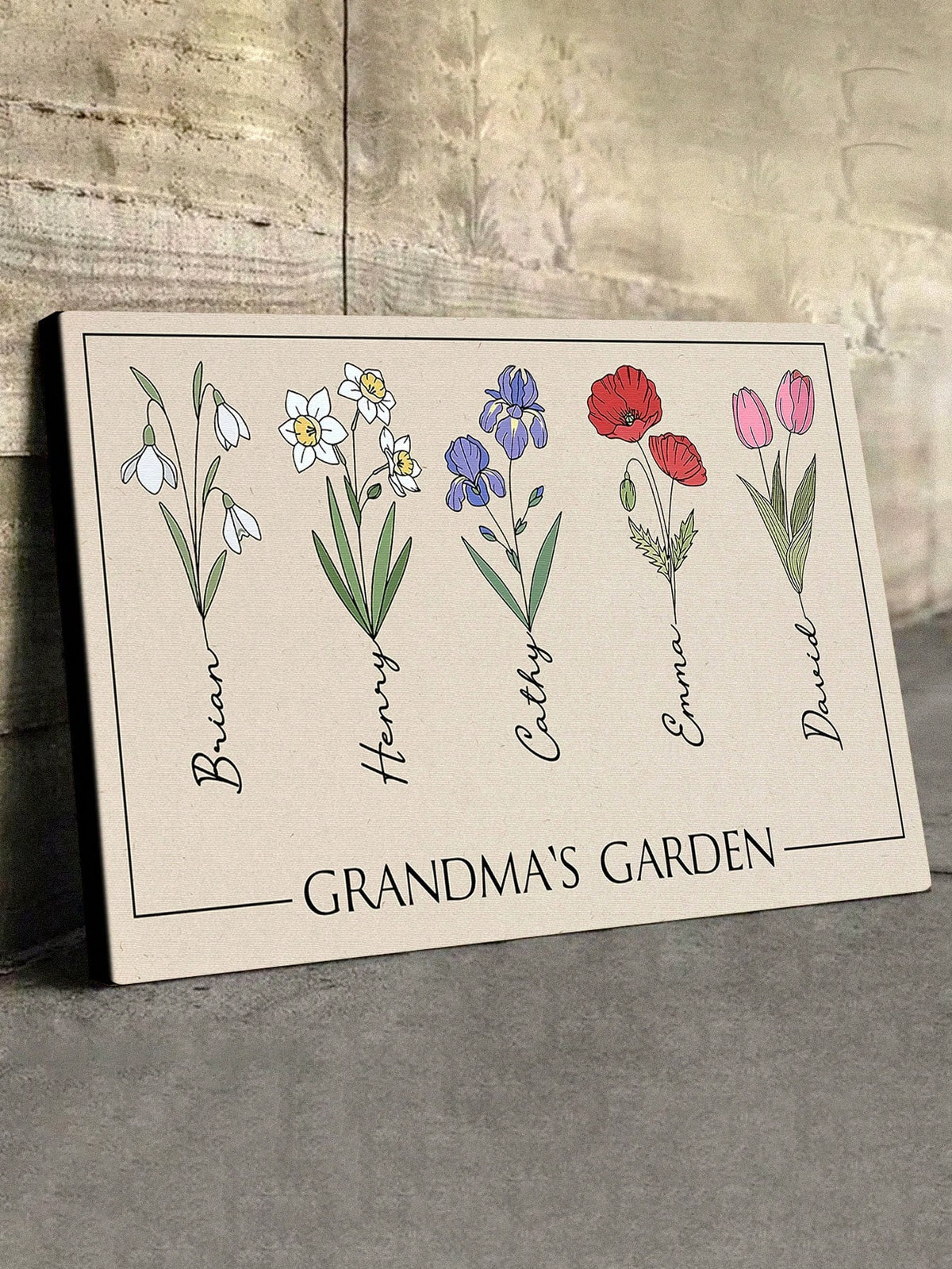 Catygift Custom Family Flower Wall Art Personalized Name Home Decoration For Anniversary Birthday Wedding Housewarming Gift Office Garden Decor, Fall Decor