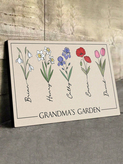 Catygift Custom Family Flower Wall Art Personalized Name Home Decoration For Anniversary Birthday Wedding Housewarming Gift Office Garden Decor, Fall Decor