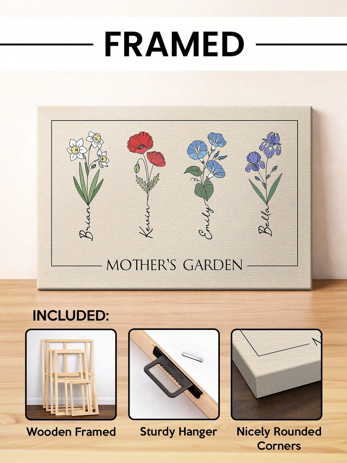 Catygift Custom Family Flower Wall Art Personalized Name Home Decoration For Anniversary Birthday Wedding Housewarming Gift Office Garden Decor, Fall Decor