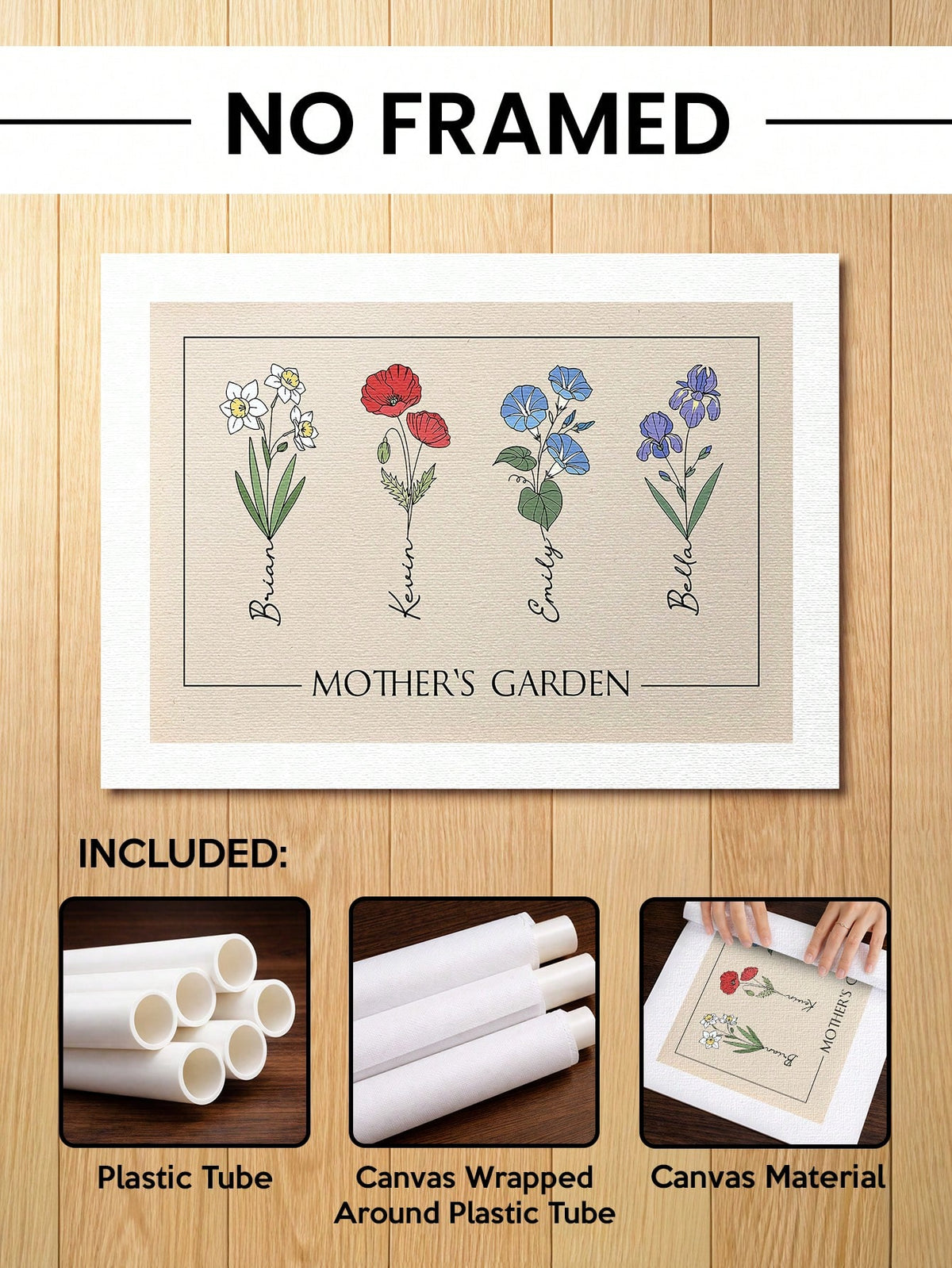 Catygift Custom Family Flower Wall Art Personalized Name Home Decoration For Anniversary Birthday Wedding Housewarming Gift Office Garden Decor, Fall Decor