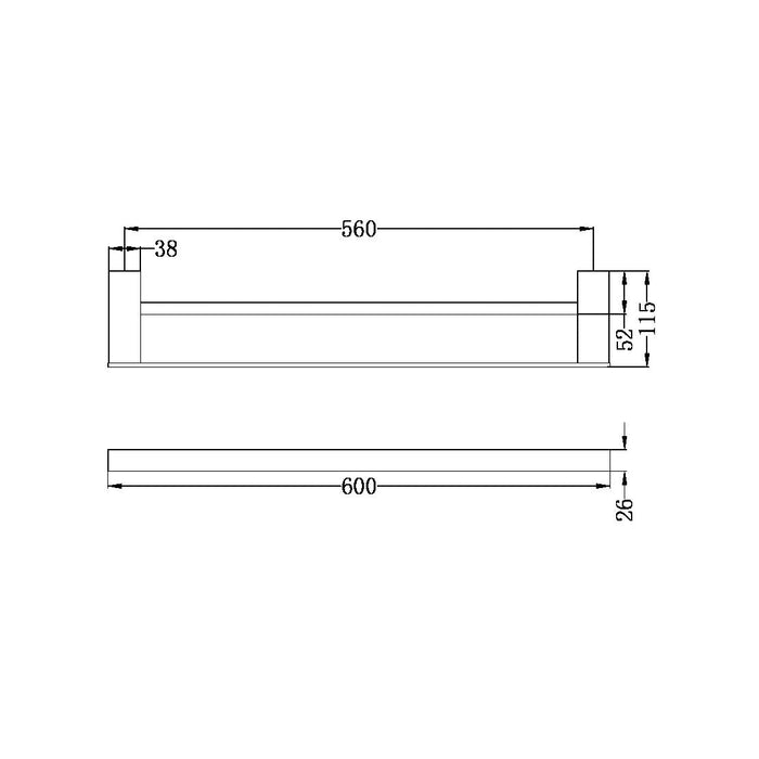 CELIA Double Towel Rail Brushed Nickel 600MM 4624D-BN Accessories Nero