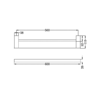 CELIA Double Towel Rail Brushed Nickel 600MM 4624D-BN Accessories Nero