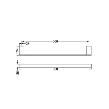 CELIA Single Towel Rail Brushed Nickel 600MM 4624-BN Accessories Nero