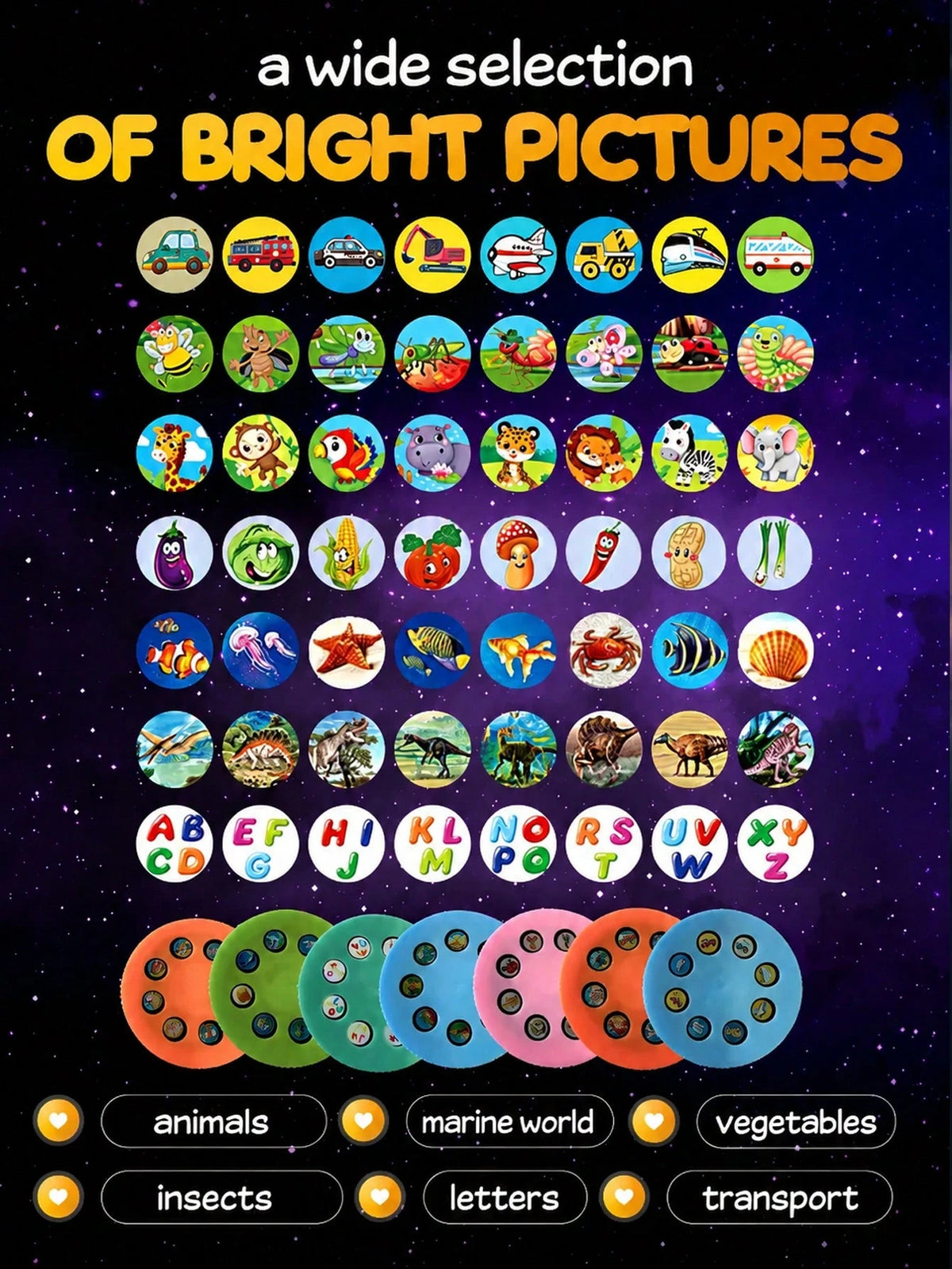 Children's Bedtime Projection Flashlight Toy, Early Education Cognitive Dinosaur, Animal, Ocean, Fruit Projection Puzzle Toy (Random Accessory Colors)