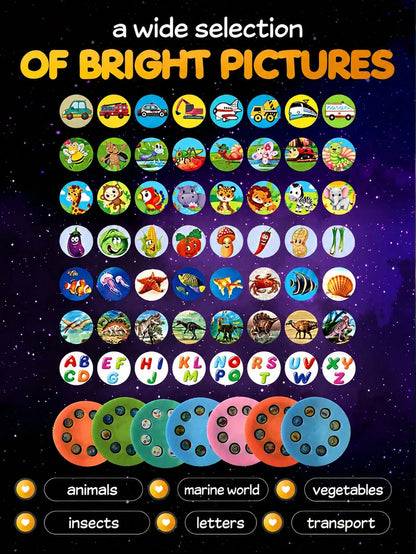 Children's Bedtime Projection Flashlight Toy, Early Education Cognitive Dinosaur, Animal, Ocean, Fruit Projection Puzzle Toy (Random Accessory Colors)