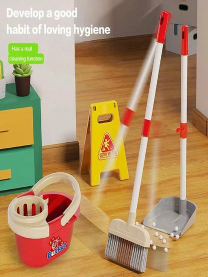 Children's Realistic Cleaning Tool Toy Set, Includes Broom, Dustpan, Etc., Simulates Household Cleaning Tools, Educational Toy, Suitable For Role-Playing Games