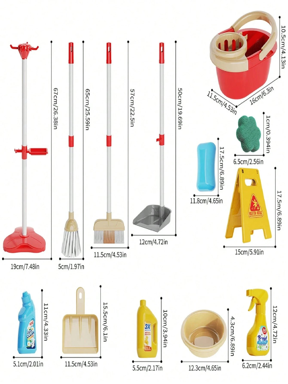 Children's Realistic Cleaning Tool Toy Set, Includes Broom, Dustpan, Etc., Simulates Household Cleaning Tools, Educational Toy, Suitable For Role-Playing Games