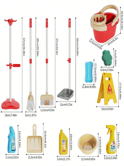 Children's Realistic Cleaning Tool Toy Set, Includes Broom, Dustpan, Etc., Simulates Household Cleaning Tools, Educational Toy, Suitable For Role-Playing Games