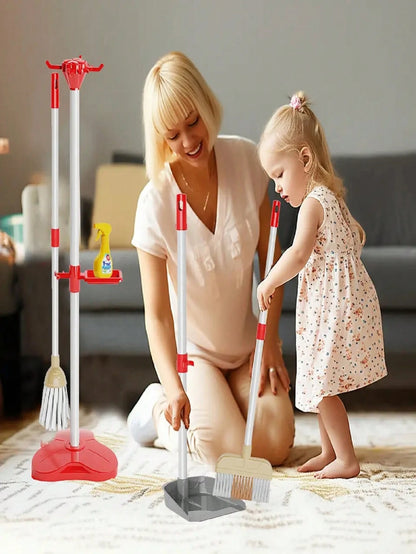 Children's Realistic Cleaning Tool Toy Set, Includes Broom, Dustpan, Etc., Simulates Household Cleaning Tools, Educational Toy, Suitable For Role-Playing Games