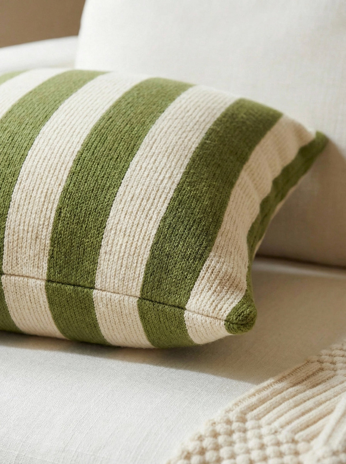 Cirelle 1pc Striped Chenille Decorative Throw Pillow Cover, Soft Modern Abstract Bohemian Style Home Decor Cushion For Sofa, Bedroom, Living Room, All Season, Also Suitable As Gift