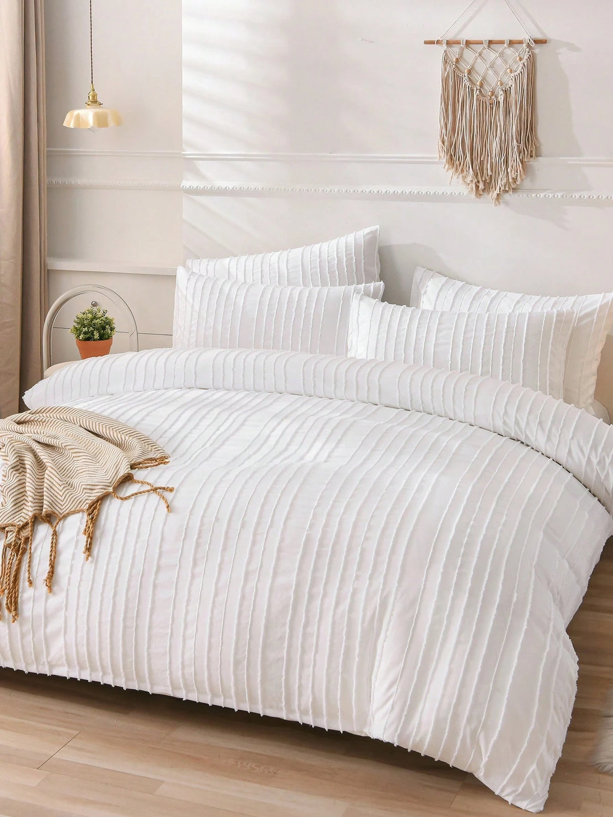 Cirelle 2/3pcs Solid Duvet Cover Set, Bedding Set, Soft And Warm Bedding, Skin-Friendly Comforter Cover Set, Solid White Color Wave Stripe Pattern, Comfortable And Anti-Pilling Bed Set, Comforter Cove